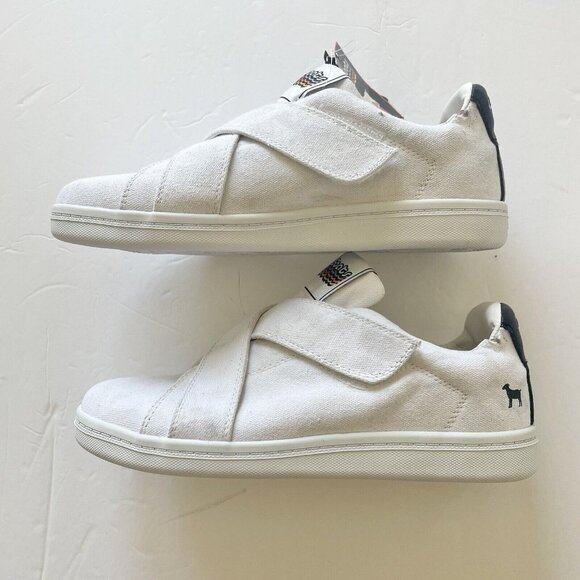 Goats Womens 7.5 White Criss Cross Strap Sneakers Athletic Shoes - Picture 3 of 12